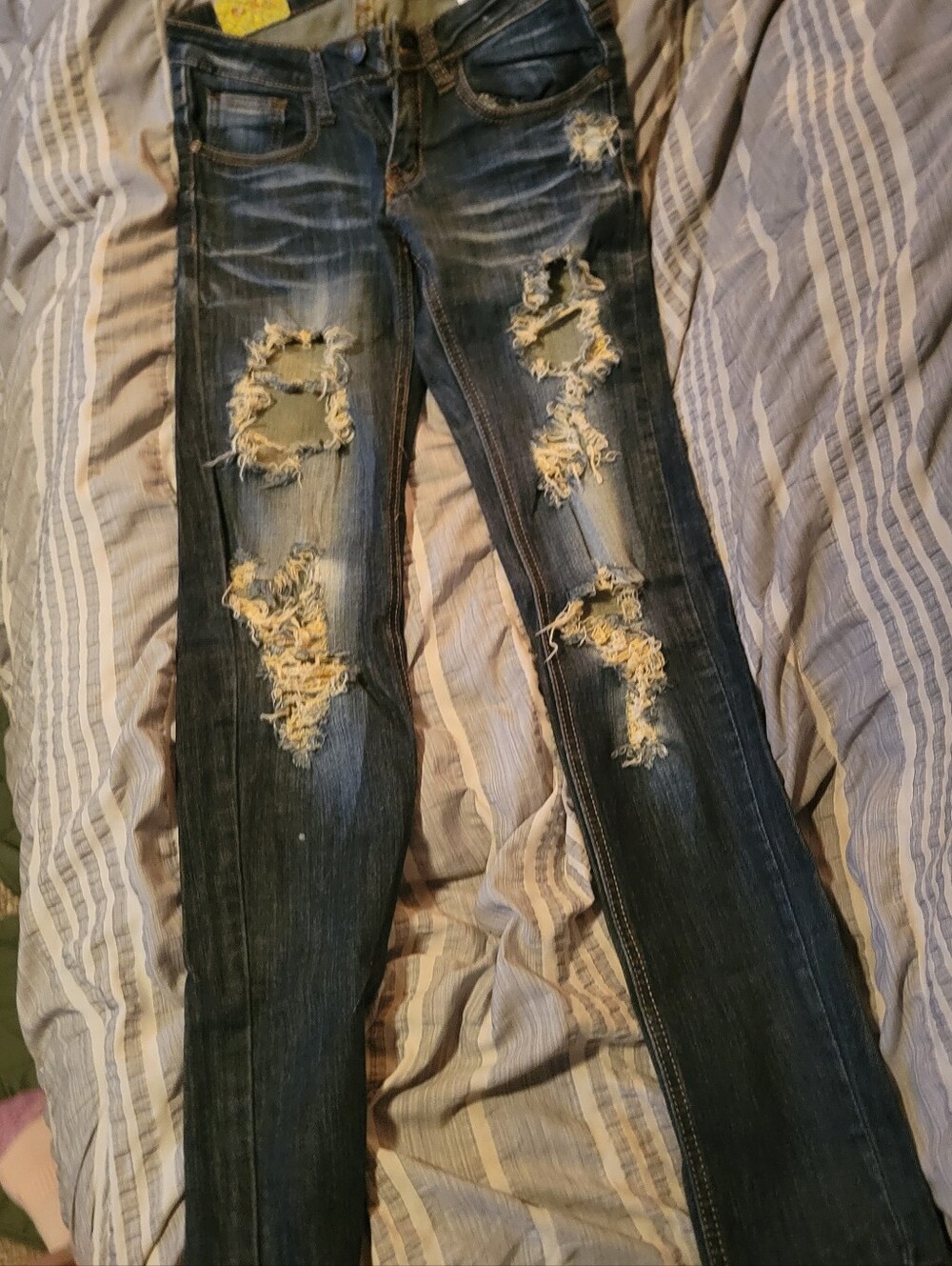 Machine Dark Blue Distressed Women's Skinny Jeans